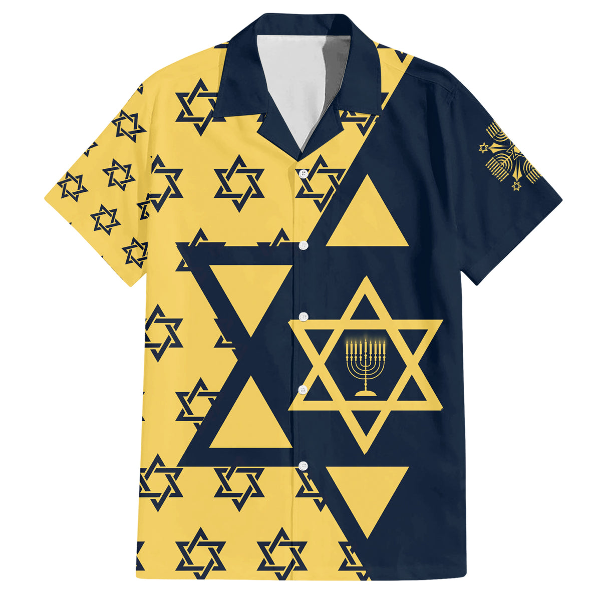 Happy Hanukkah Family Matching Short Sleeve Bodycon Dress and Hawaiian Shirt Jewish Star of David - Wonder Print Shop