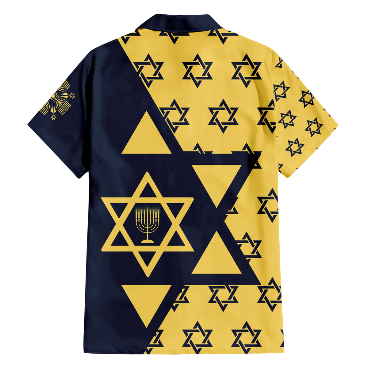 Happy Hanukkah Family Matching Short Sleeve Bodycon Dress and Hawaiian Shirt Jewish Star of David - Wonder Print Shop