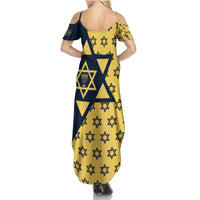 Happy Hanukkah Family Matching Summer Maxi Dress and Hawaiian Shirt Jewish Star of David - Wonder Print Shop