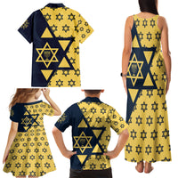 Happy Hanukkah Family Matching Tank Maxi Dress and Hawaiian Shirt Jewish Star of David - Wonder Print Shop