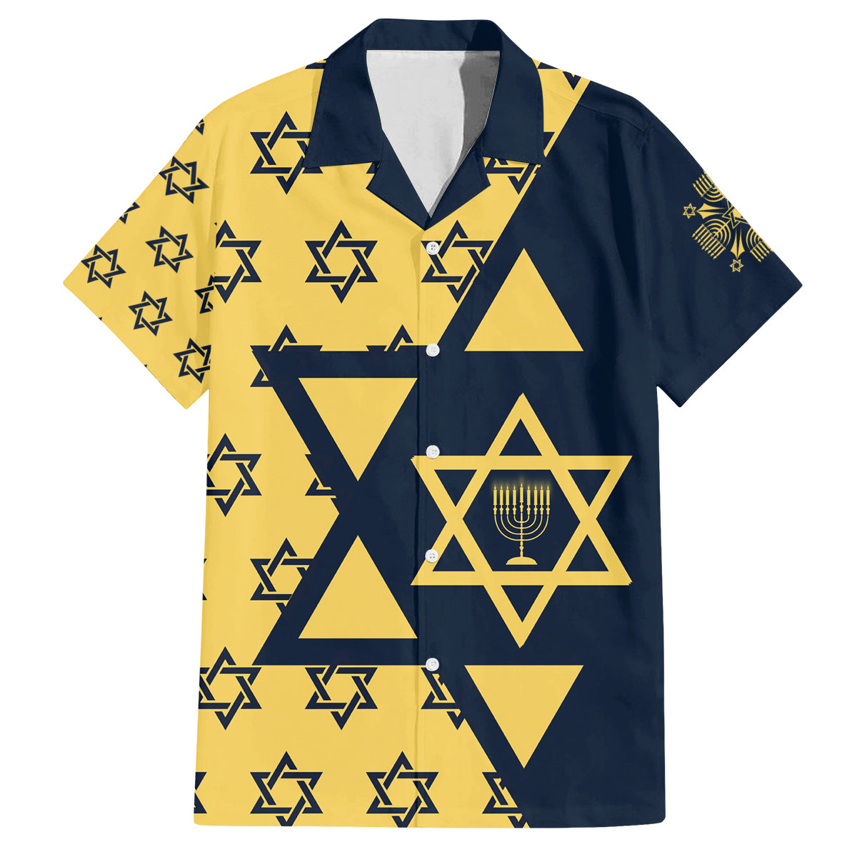 Happy Hanukkah Family Matching Tank Maxi Dress and Hawaiian Shirt Jewish Star of David - Wonder Print Shop