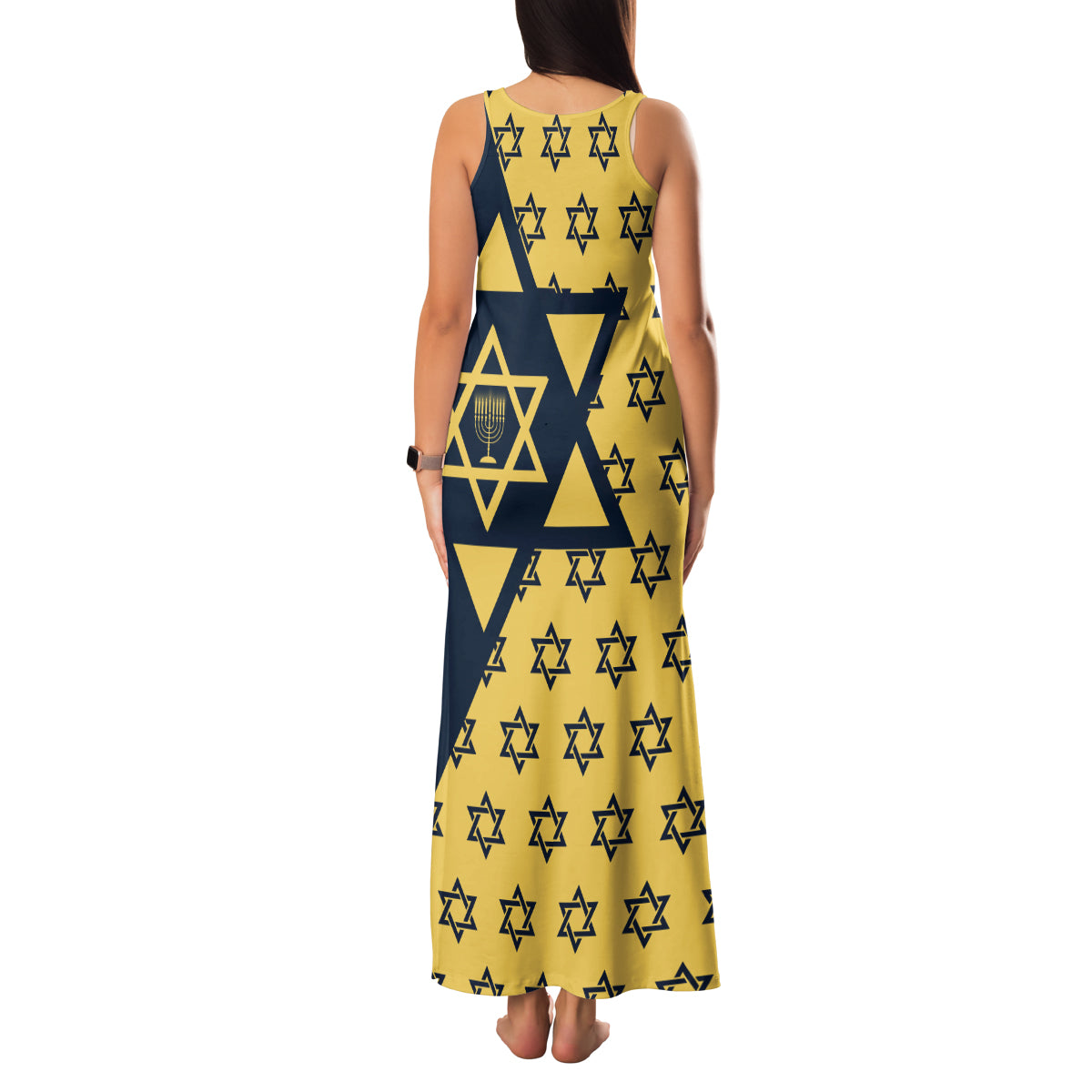 Happy Hanukkah Family Matching Tank Maxi Dress and Hawaiian Shirt Jewish Star of David - Wonder Print Shop