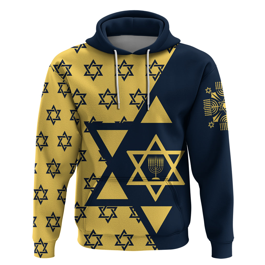 Happy Hanukkah Hoodie Jewish Star of David - Wonder Print Shop