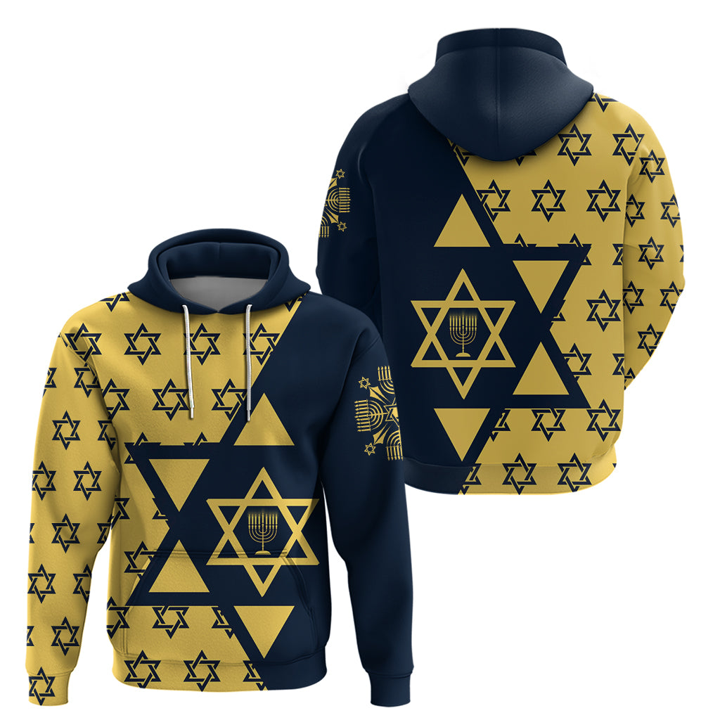 Happy Hanukkah Hoodie Jewish Star of David - Wonder Print Shop