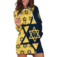 Happy Hanukkah Hoodie Dress Jewish Star of David - Wonder Print Shop
