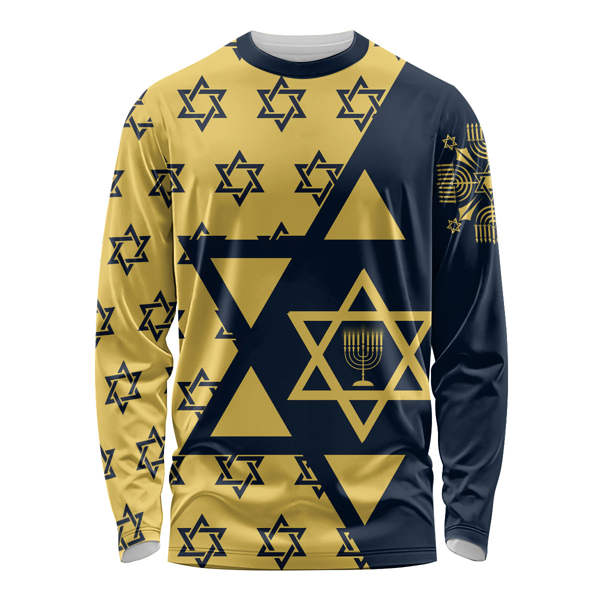 Happy Hanukkah Long Sleeve Shirt Jewish Star of David - Wonder Print Shop
