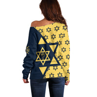 Happy Hanukkah Off Shoulder Sweater Jewish Star of David - Wonder Print Shop