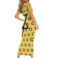 Happy Hanukkah Short Sleeve Bodycon Dress Jewish Star of David - Wonder Print Shop
