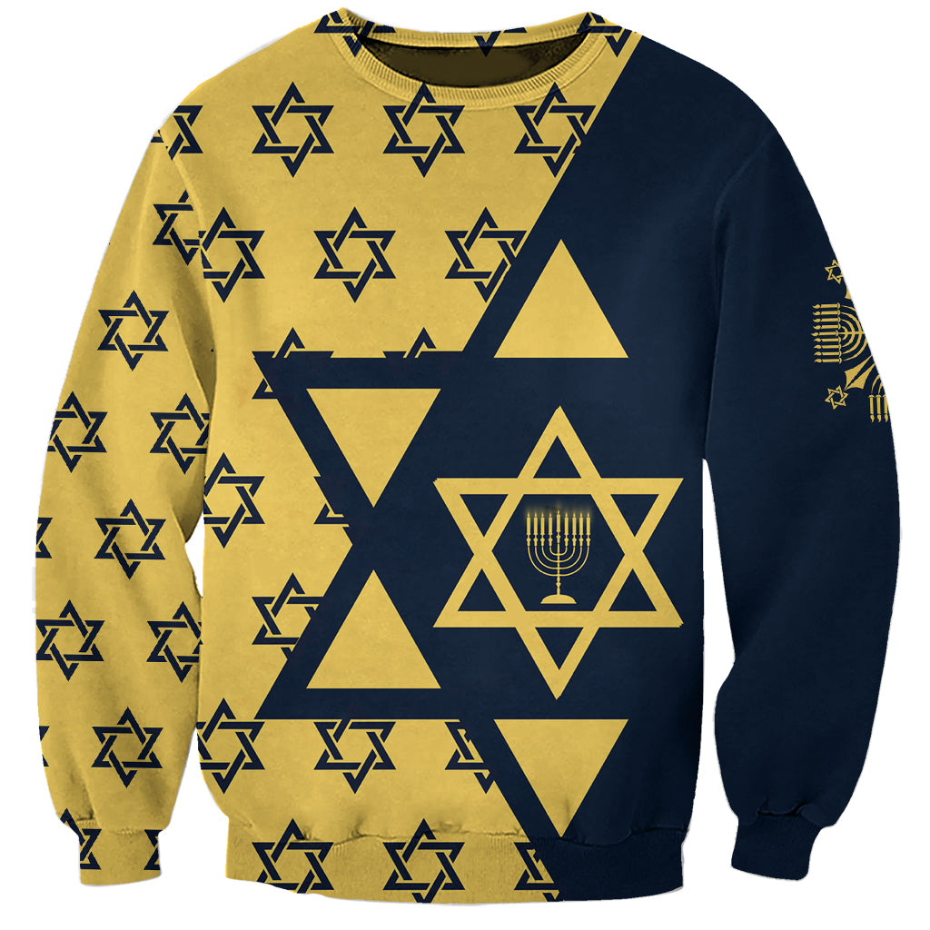Happy Hanukkah Sweatshirt Jewish Star of David - Wonder Print Shop