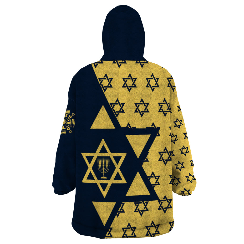 Happy Hanukkah Wearable Blanket Hoodie Jewish Star of David - Wonder Print Shop