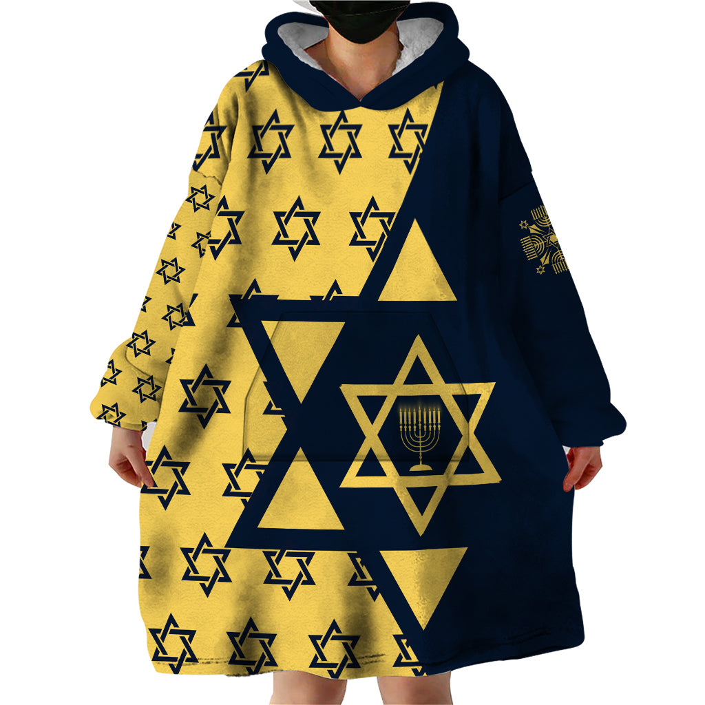 Happy Hanukkah Wearable Blanket Hoodie Jewish Star of David - Wonder Print Shop