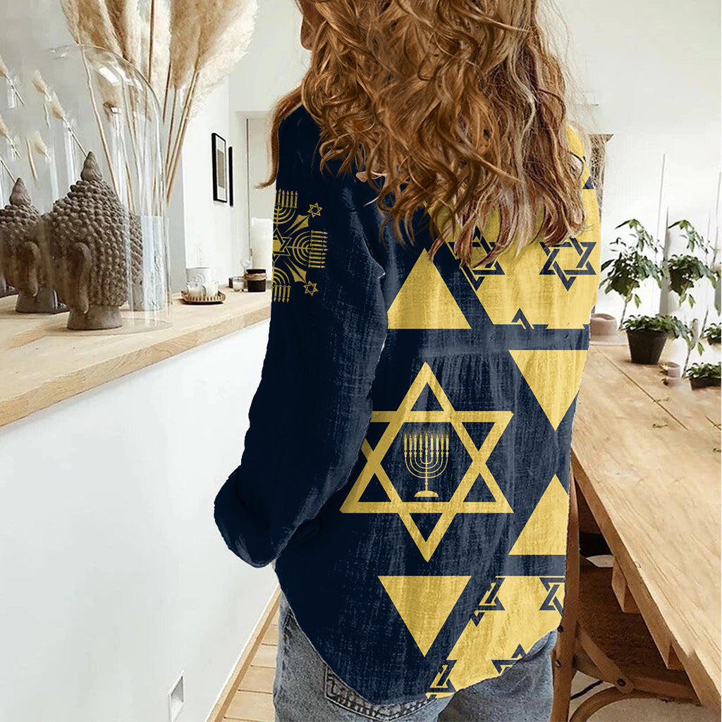 Happy Hanukkah Women Casual Shirt Jewish Star of David - Wonder Print Shop