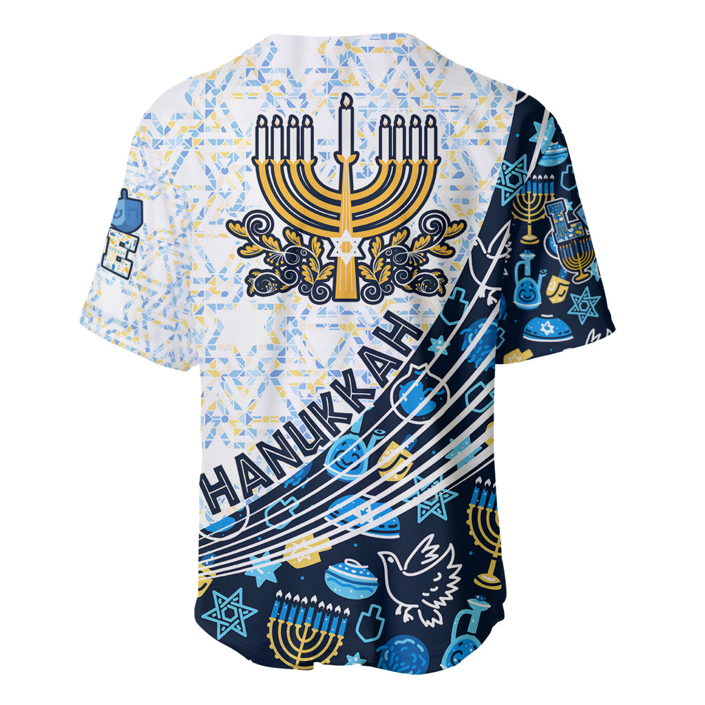 Happy Hanukkah Baseball Jersey Menorah and Dreidel - Wonder Print Shop