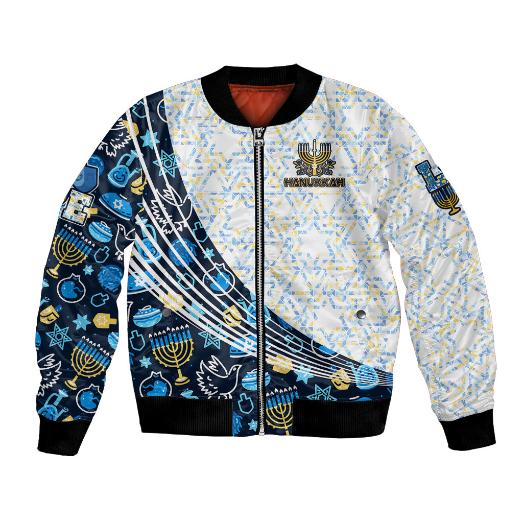 Happy Hanukkah Bomber Jacket Menorah and Dreidel - Wonder Print Shop