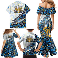 Happy Hanukkah Family Matching Mermaid Dress and Hawaiian Shirt Menorah and Dreidel - Wonder Print Shop
