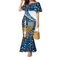 Happy Hanukkah Family Matching Mermaid Dress and Hawaiian Shirt Menorah and Dreidel - Wonder Print Shop