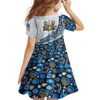 Happy Hanukkah Family Matching Short Sleeve Bodycon Dress and Hawaiian Shirt Menorah and Dreidel - Wonder Print Shop