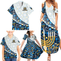 Happy Hanukkah Family Matching Summer Maxi Dress and Hawaiian Shirt Menorah and Dreidel - Wonder Print Shop