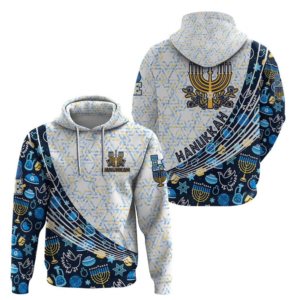 Happy Hanukkah Hoodie Menorah and Dreidel - Wonder Print Shop