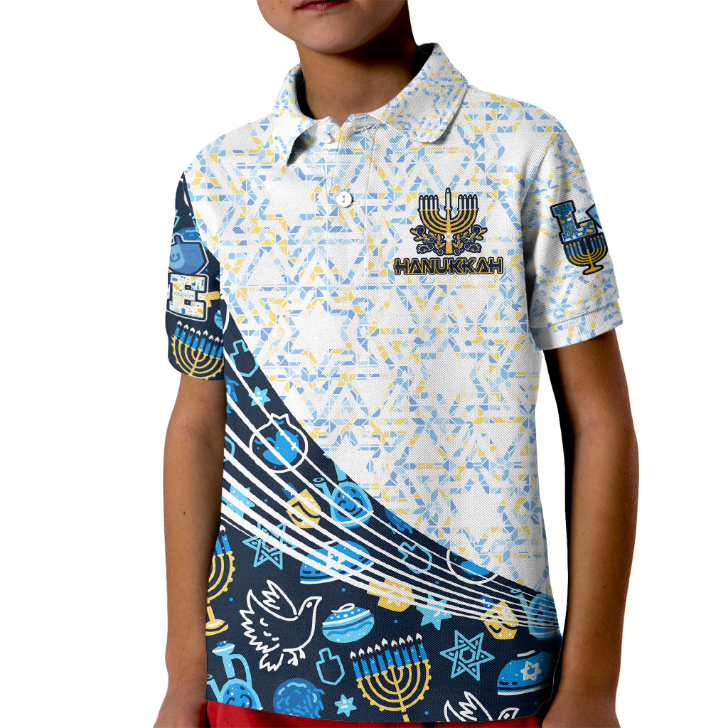 Happy Hanukkah Kid Polo Shirt Menorah and Dreidel - Wonder Print Shop