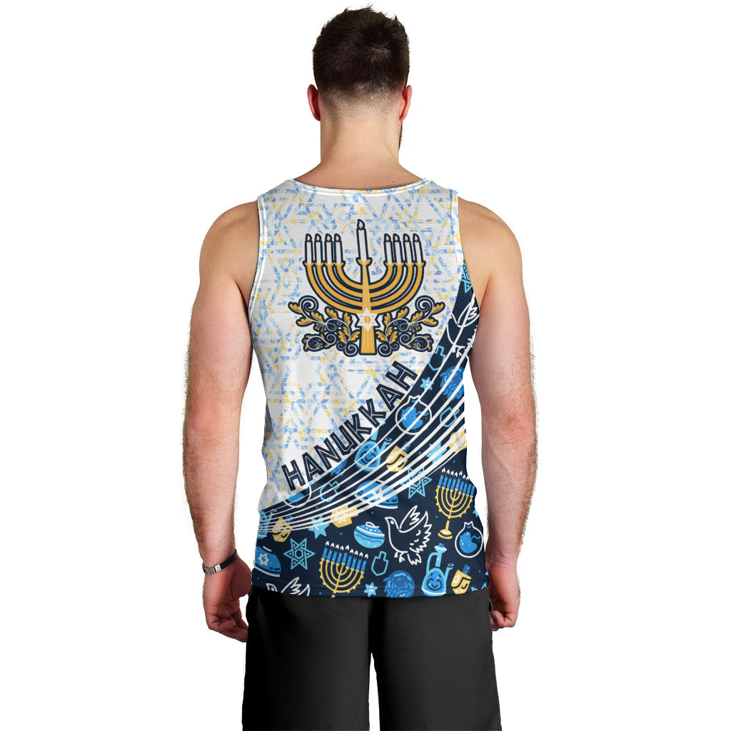 Happy Hanukkah Men Tank Top Menorah and Dreidel - Wonder Print Shop