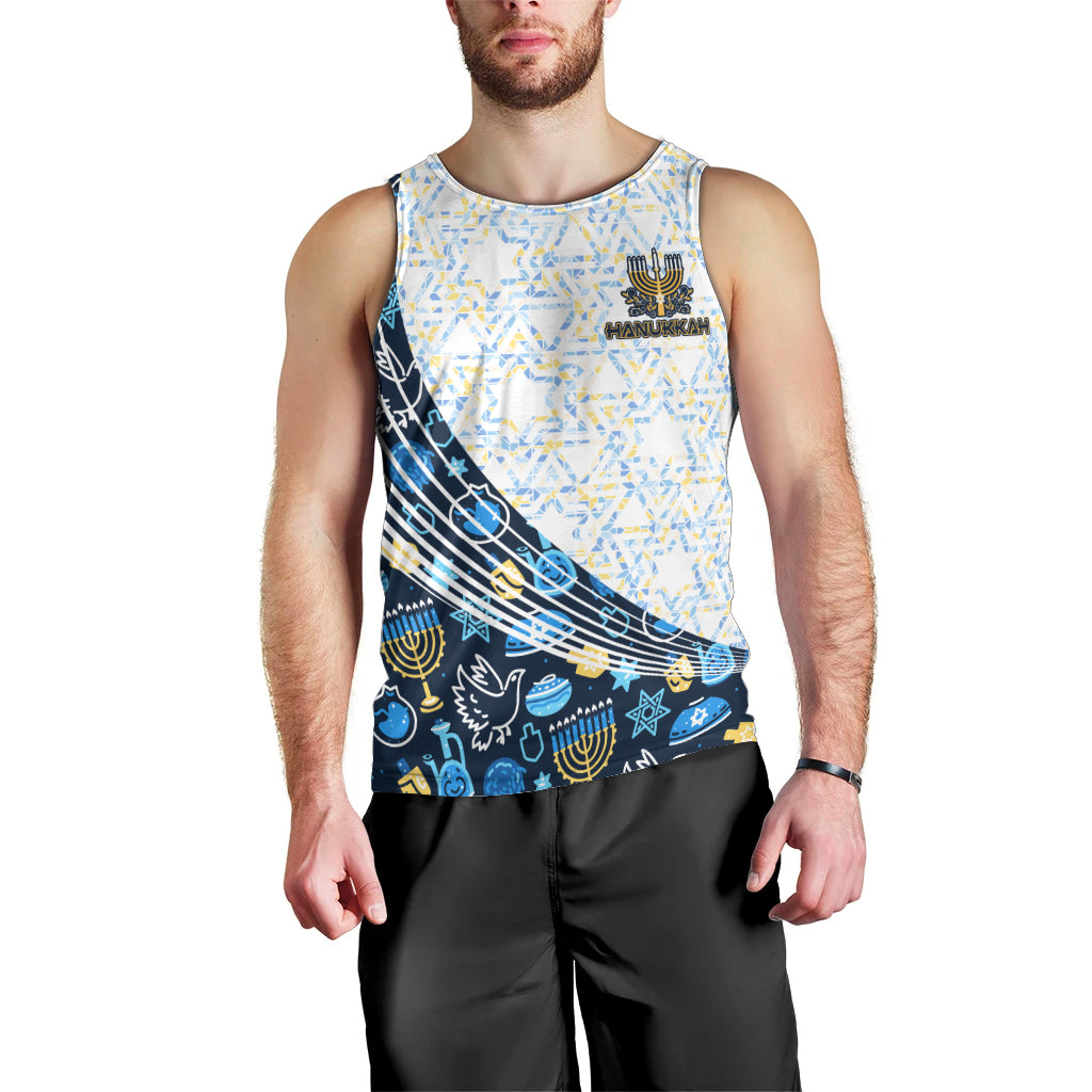 Happy Hanukkah Men Tank Top Menorah and Dreidel - Wonder Print Shop