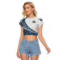Happy Hanukkah Raglan Cropped T Shirt Menorah and Dreidel - Wonder Print Shop
