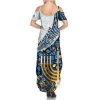 Happy Hanukkah Summer Maxi Dress Menorah and Dreidel - Wonder Print Shop