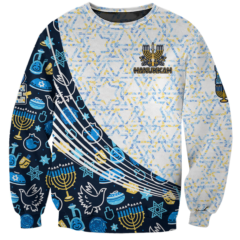 Happy Hanukkah Sweatshirt Menorah and Dreidel - Wonder Print Shop