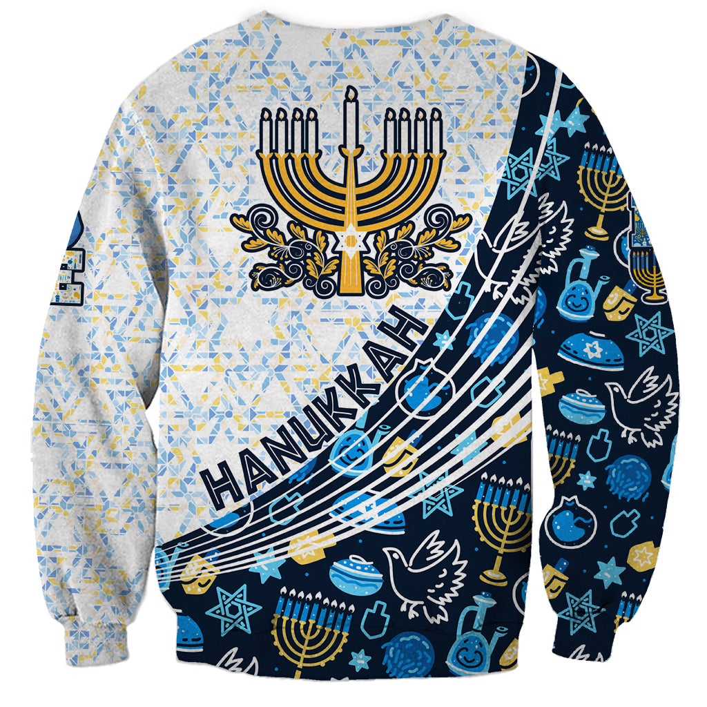 Happy Hanukkah Sweatshirt Menorah and Dreidel - Wonder Print Shop