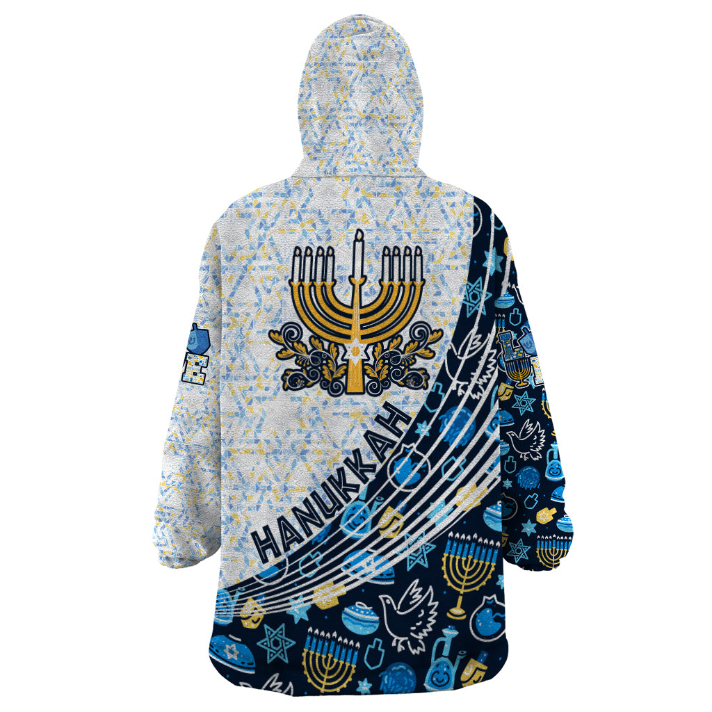Happy Hanukkah Wearable Blanket Hoodie Menorah and Dreidel - Wonder Print Shop