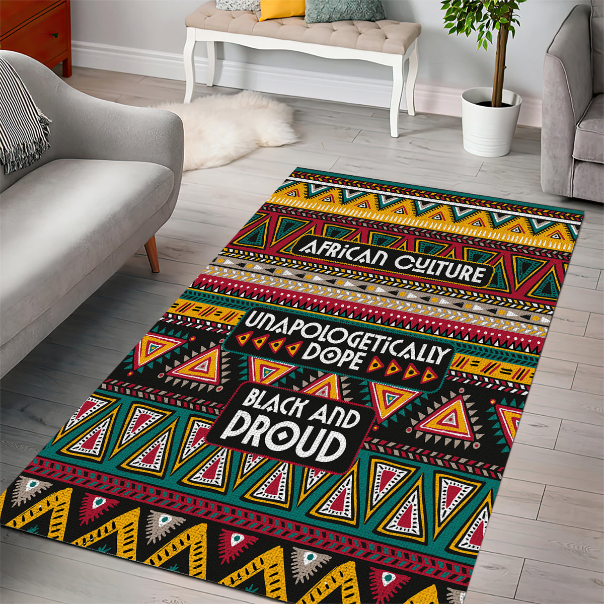 Colorful African Pattern Area Rug - Wonder Print Shop