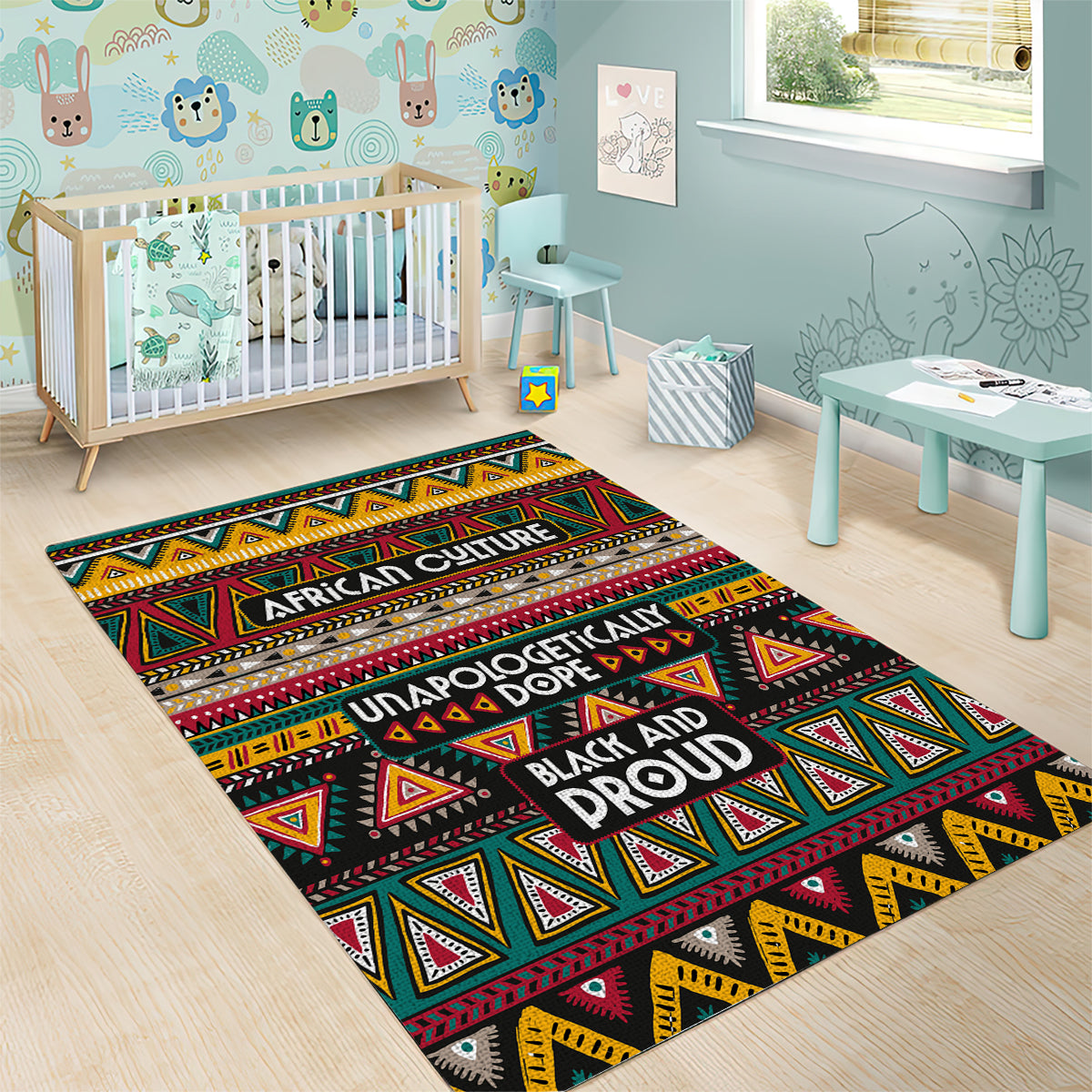 Colorful African Pattern Area Rug - Wonder Print Shop