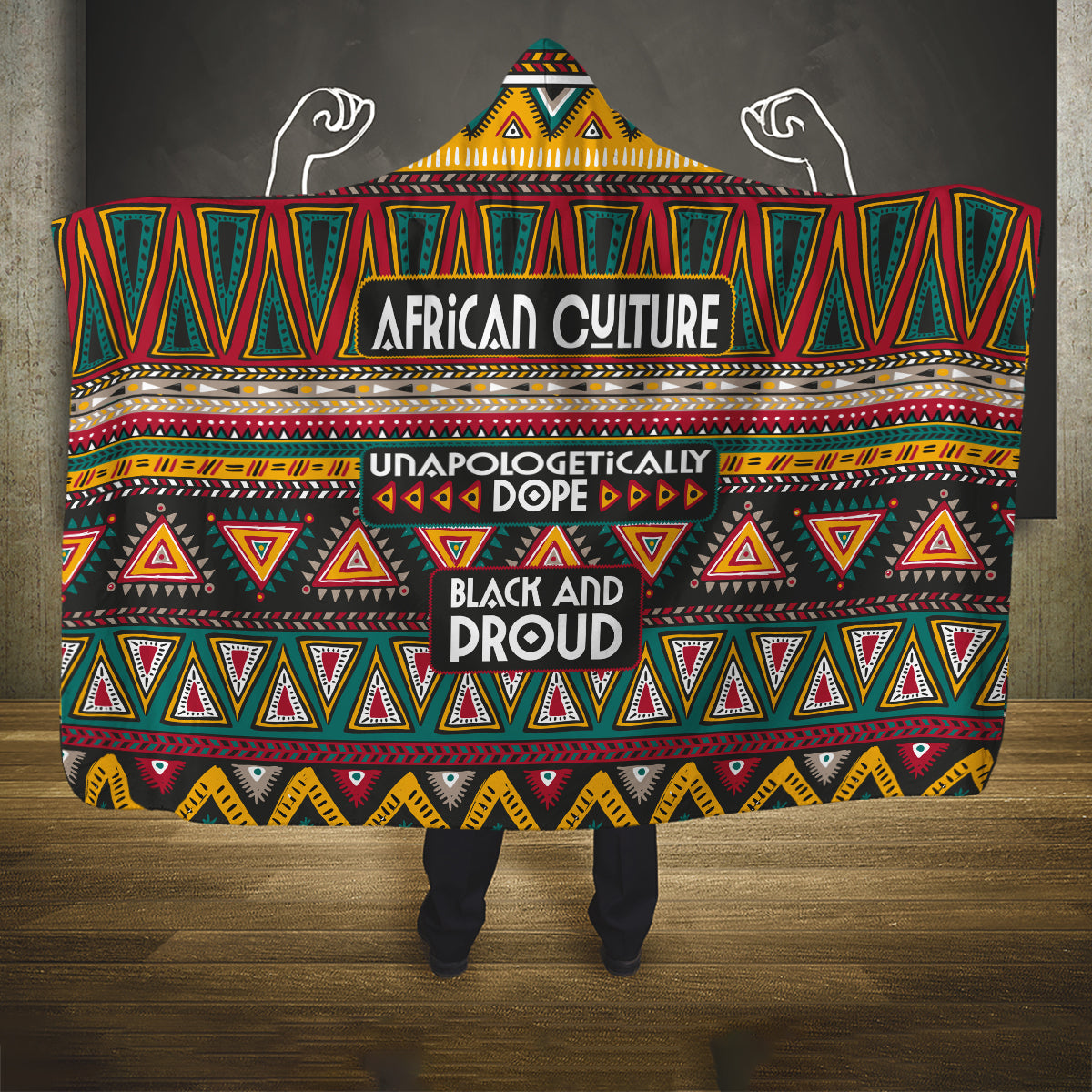 Colorful African Pattern Hooded Blanket