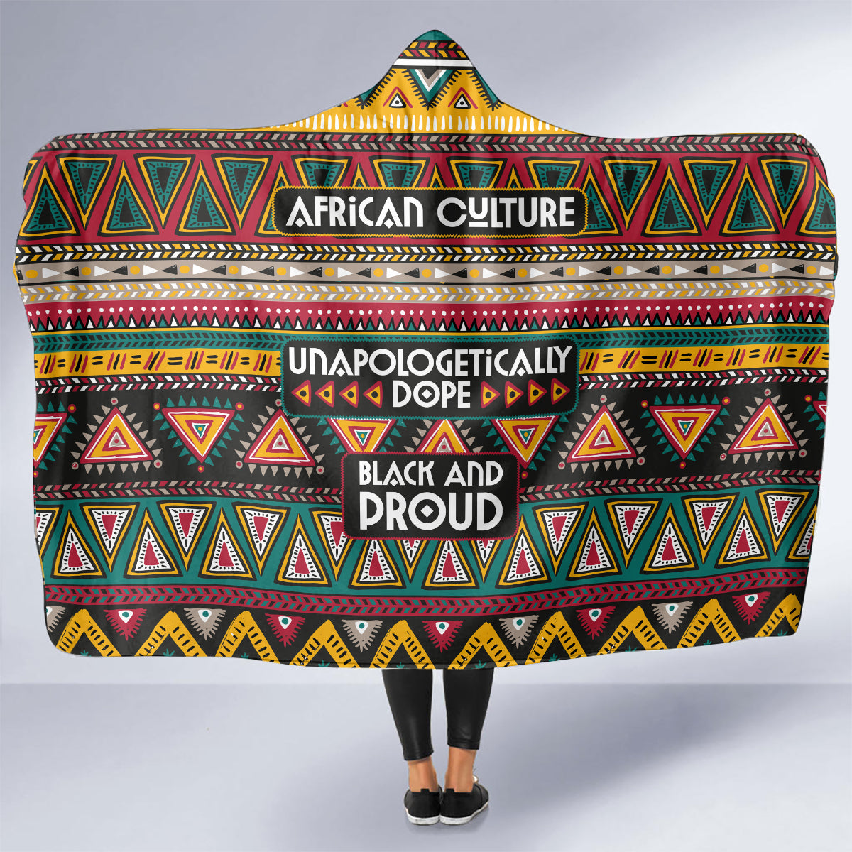 Colorful African Pattern Hooded Blanket