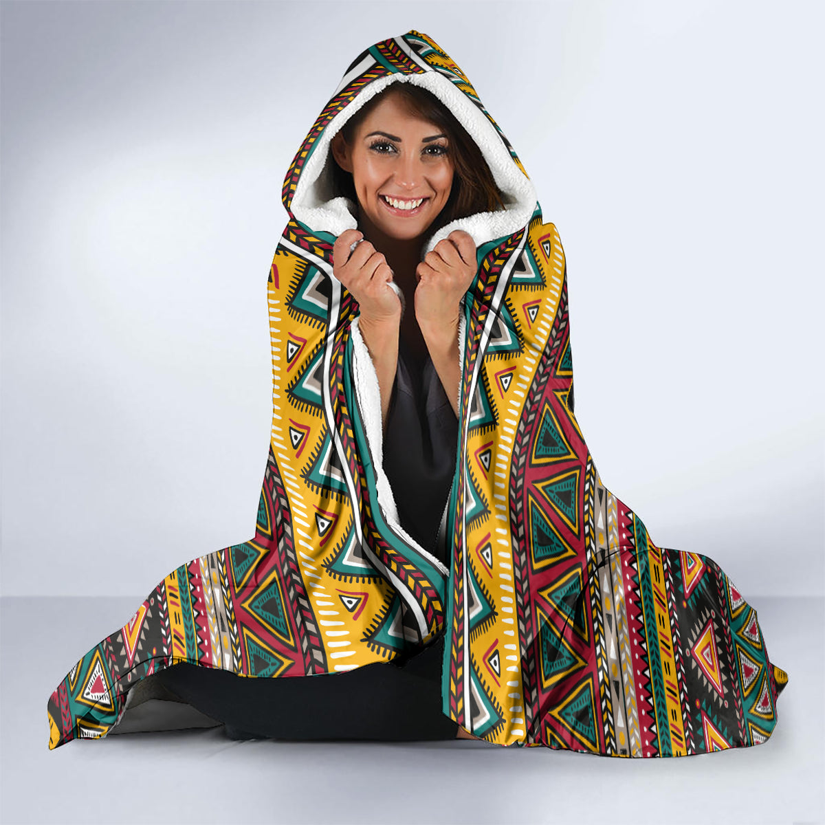 Colorful African Pattern Hooded Blanket