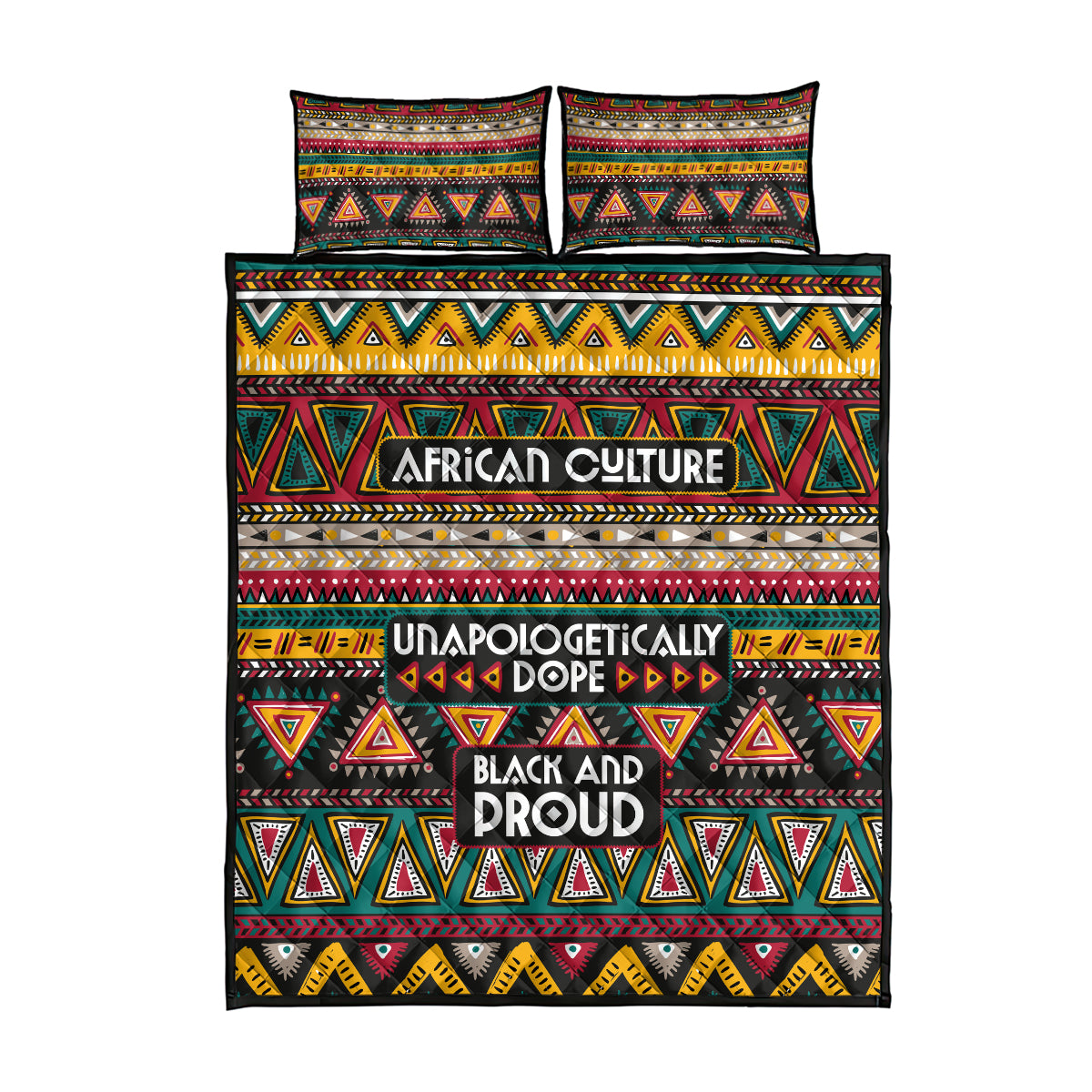 Colorful African Pattern Quilt Bed Set - Wonder Print Shop