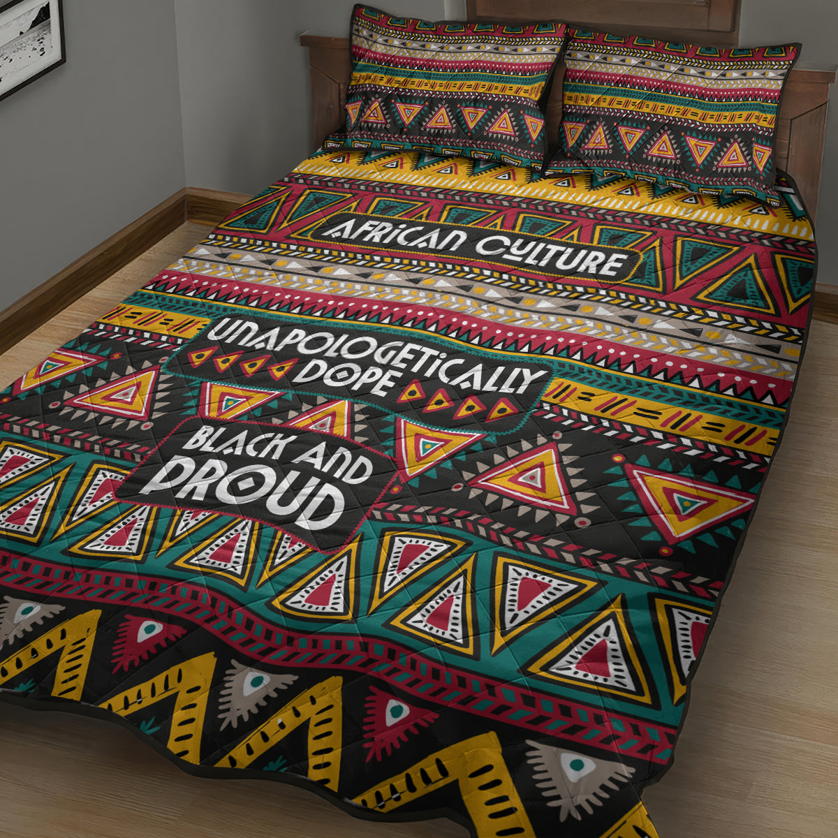 Colorful African Pattern Quilt Bed Set - Wonder Print Shop