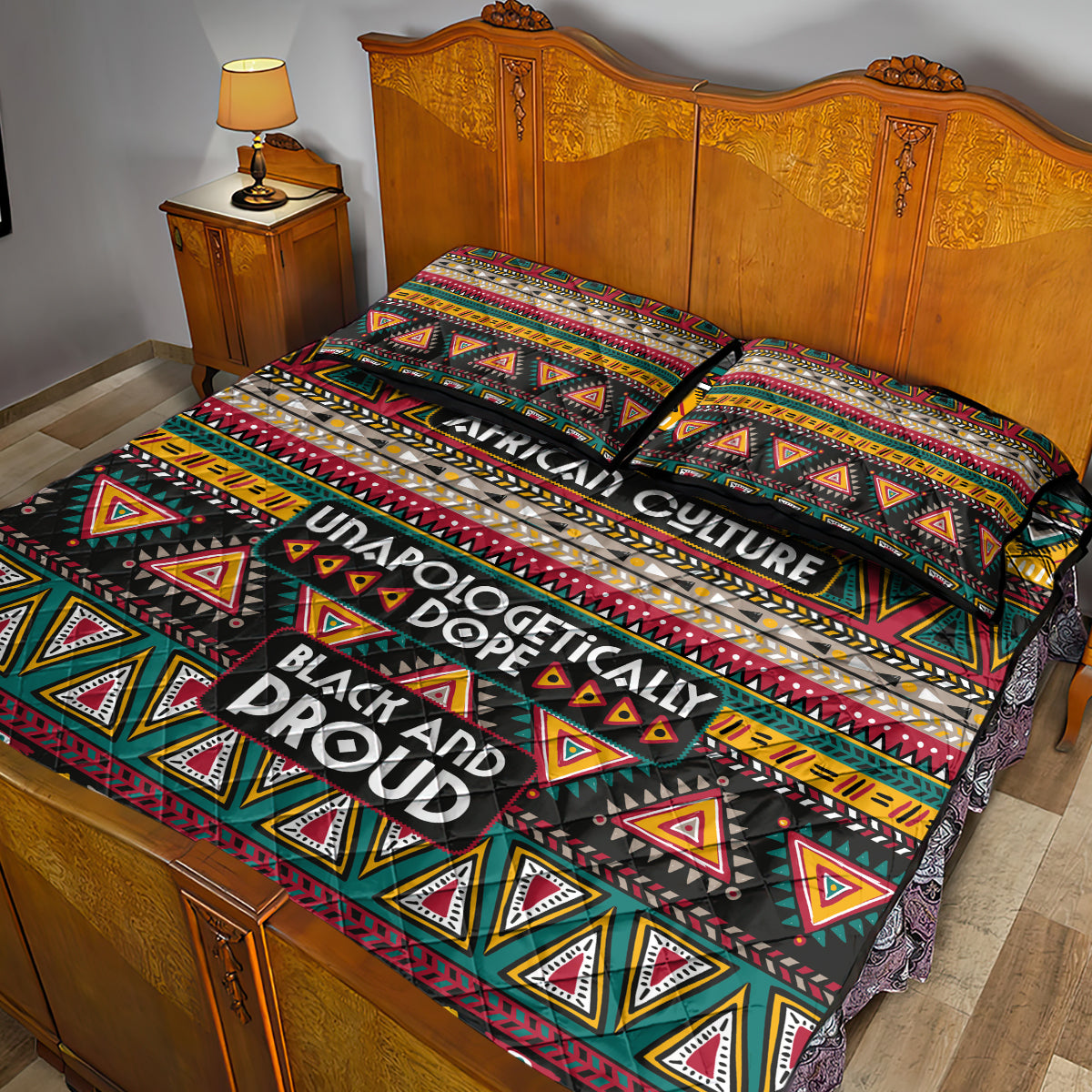 Colorful African Pattern Quilt Bed Set - Wonder Print Shop