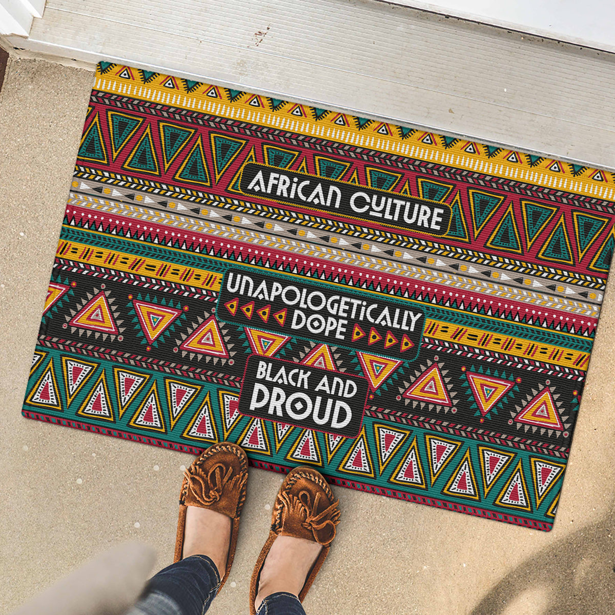 Colorful African Pattern Rubber Doormat - Wonder Print Shop