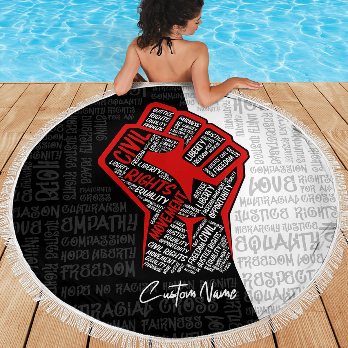 Personalized Civil Rights Movement Justice Fist Beach Blanket - Wonder Print Shop