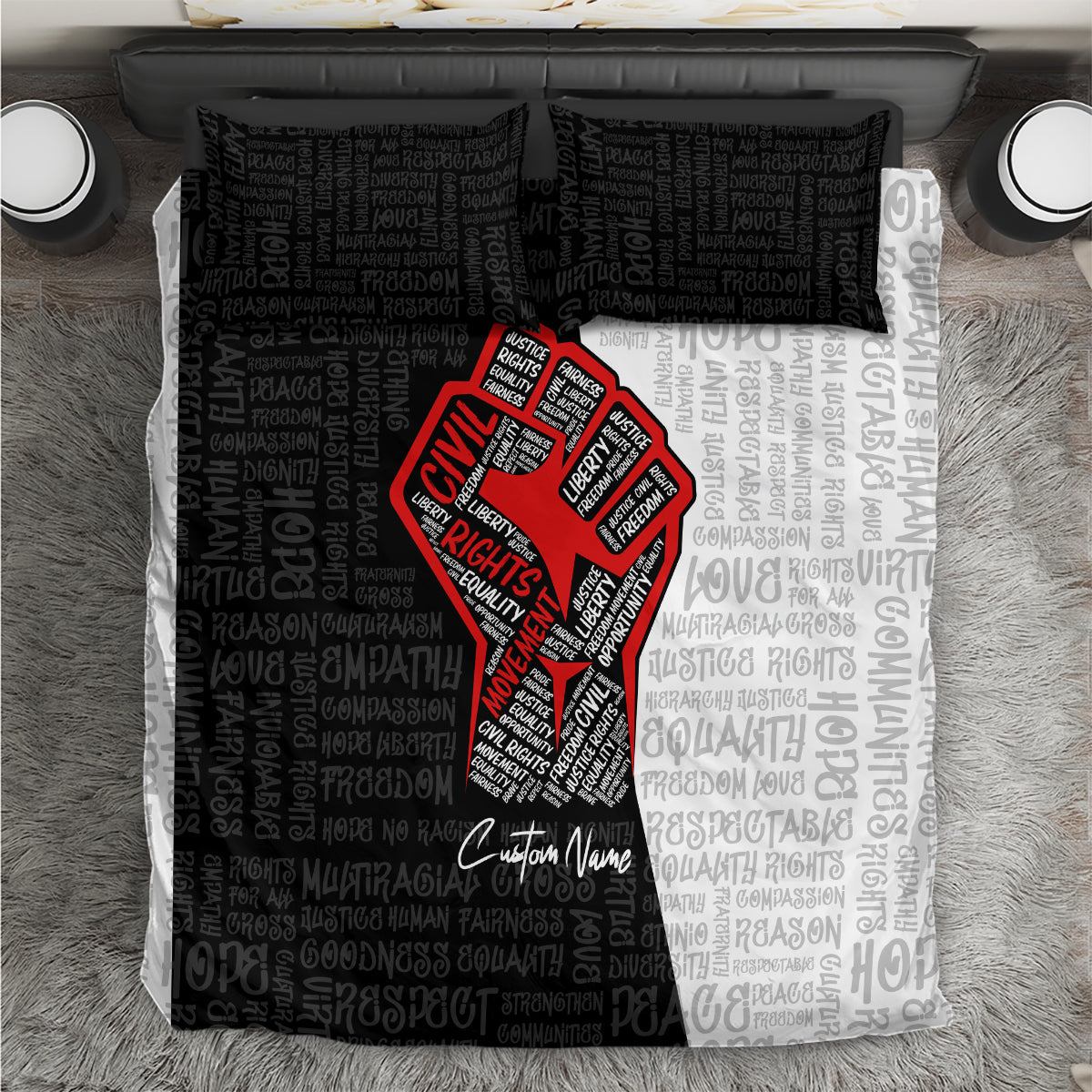 Personalized Civil Rights Movement Justice Fist Bedding Set - Wonder Print Shop