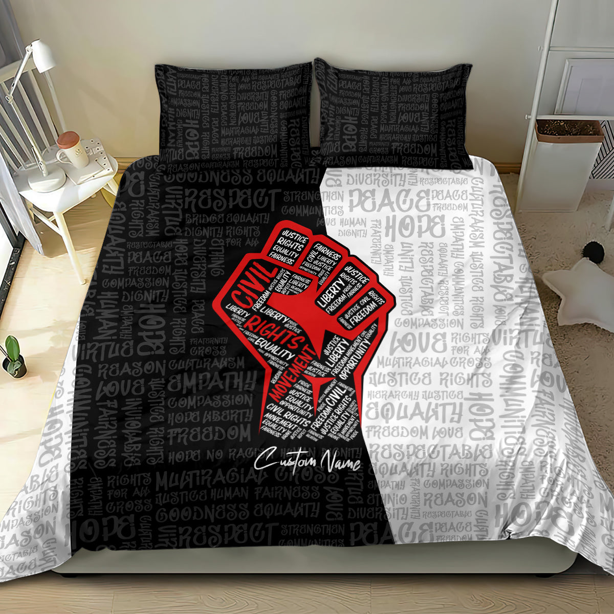 Personalized Civil Rights Movement Justice Fist Bedding Set - Wonder Print Shop