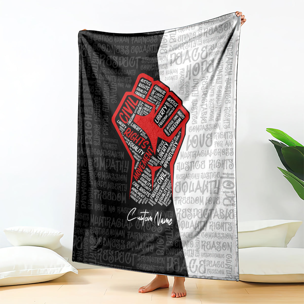 Personalized Civil Rights Movement Justice Fist Blanket