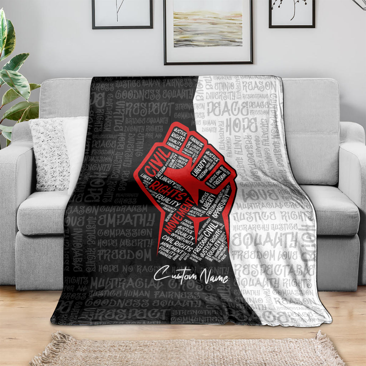 Personalized Civil Rights Movement Justice Fist Blanket