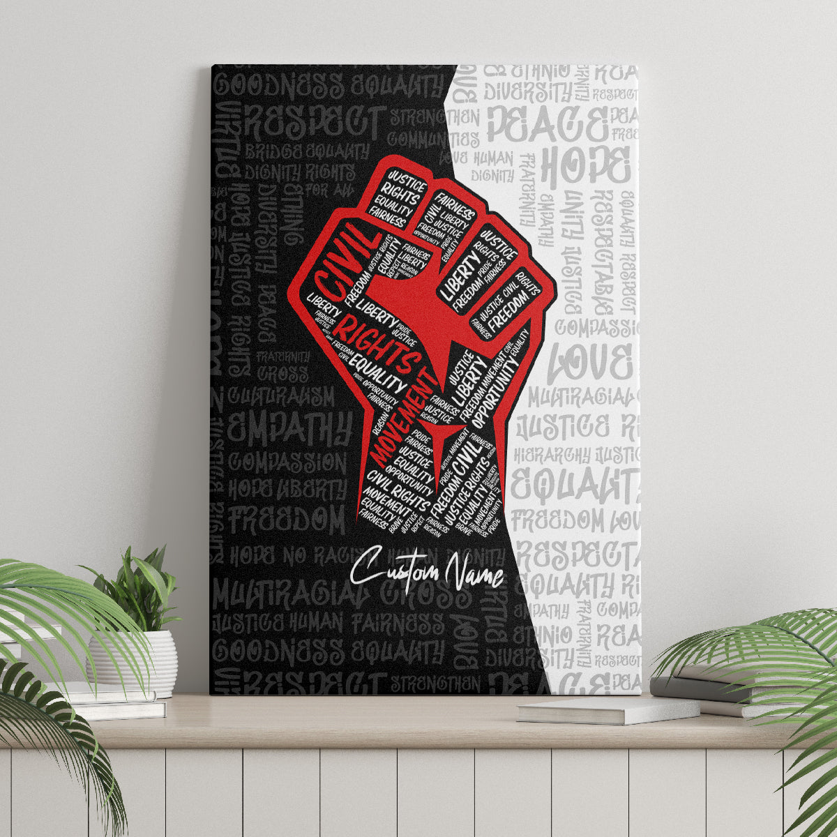 Personalized Civil Rights Movement Justice Fist Canvas Wall Art - Wonder Print Shop