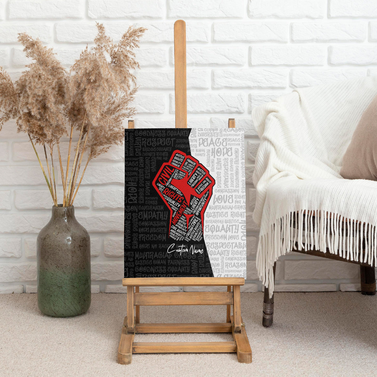 Personalized Civil Rights Movement Justice Fist Canvas Wall Art - Wonder Print Shop
