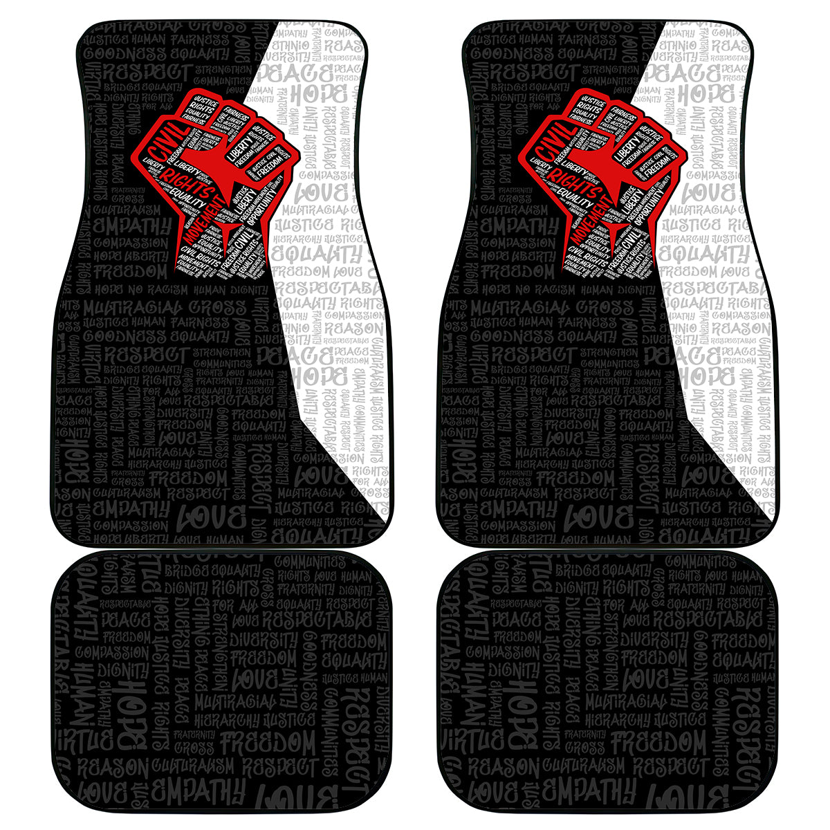 Personalized Civil Rights Movement Justice Fist Car Mats - Wonder Print Shop