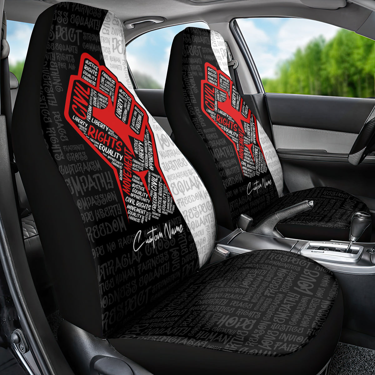 Personalized Civil Rights Movement Justice Fist Car Seat Cover - Wonder Print Shop