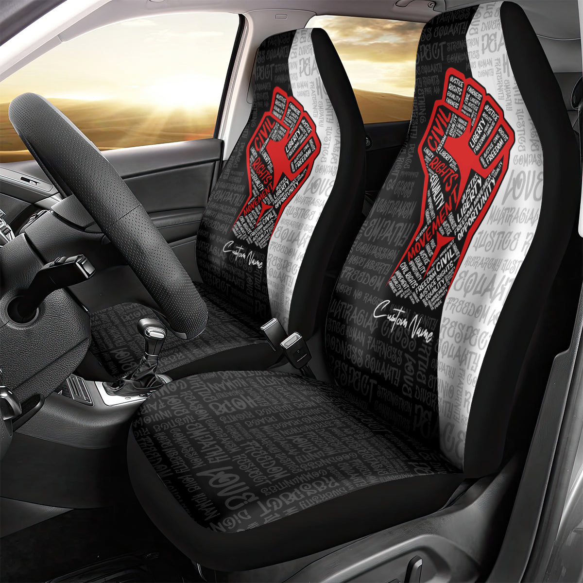 Personalized Civil Rights Movement Justice Fist Car Seat Cover - Wonder Print Shop
